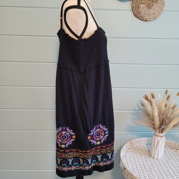 Johnny Was Los Angeles Black Embroidered Sundress Medium - Picture 3 of 6